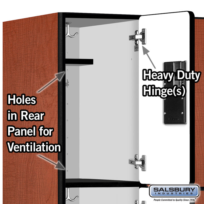 Salsbury 12" Wide Triple Tier Designer Wood Locker - 3 Wide - 6 Feet High - 15 Inches Deep - Cherry - Hasps - Sweatfully