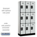 Salsbury 12" Wide Triple Tier Designer Wood Locker - 3 Wide - 6 Feet High - 15 Inches Deep - Gray - Black Electronic Locks - Sweatfully