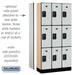 Salsbury 12" Wide Triple Tier Designer Wood Locker - 3 Wide - 6 Feet High - 15 Inches Deep - Gray - Black Resettable Combination Locks - Sweatfully