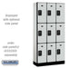 Salsbury 12" Wide Triple Tier Designer Wood Locker - 3 Wide - 6 Feet High - 15 Inches Deep - Gray - Black Resettable Combination Locks - Sweatfully