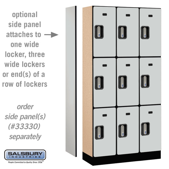 Salsbury 12" Wide Triple Tier Designer Wood Locker - 3 Wide - 6 Feet High - 15 Inches Deep - Gray - Silver Electronic Locks - Sweatfully