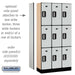 Salsbury 12" Wide Triple Tier Designer Wood Locker - 3 Wide - 6 Feet High - 15 Inches Deep - Gray - Silver Electronic Locks - Sweatfully
