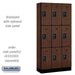 Salsbury 12" Wide Triple Tier Designer Wood Locker - 3 Wide - 6 Feet High - 15 Inches Deep - Mahogany - Black Resettable Combination Locks - Sweatfully