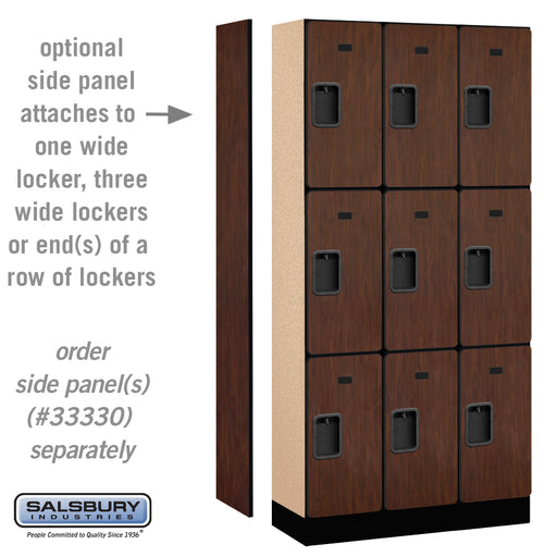 Salsbury 12" Wide Triple Tier Designer Wood Locker - 3 Wide - 6 Feet High - 15 Inches Deep - Mahogany - Hasps - Sweatfully
