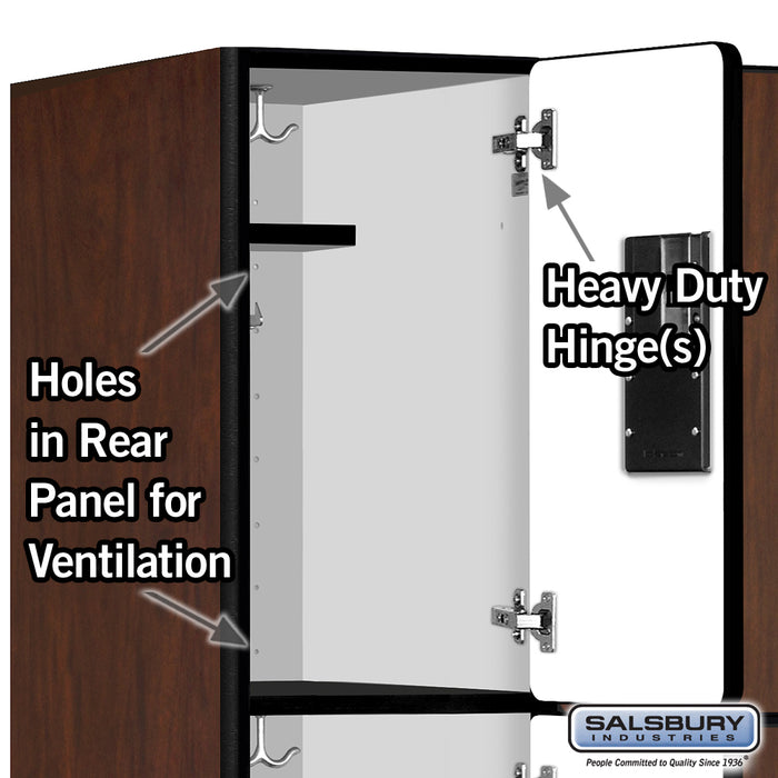 Salsbury 12" Wide Triple Tier Designer Wood Locker - 3 Wide - 6 Feet High - 15 Inches Deep - Mahogany - Hasps - Sweatfully