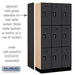Salsbury 12" Wide Triple Tier Designer Wood Locker - 3 Wide - 6 Feet High - 18 Inches Deep - Black - Black Electronic Locks - Sweatfully