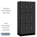 Salsbury 12" Wide Triple Tier Designer Wood Locker - 3 Wide - 6 Feet High - 18 Inches Deep - Black - Silver Resettable Combination Locks - Sweatfully