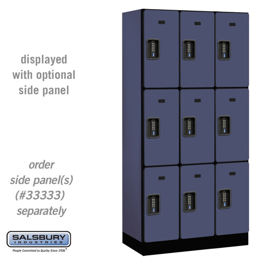 Salsbury 12" Wide Triple Tier Designer Wood Locker - 3 Wide - 6 Feet High - 18 Inches Deep - Blue - Black Electronic Locks - Sweatfully