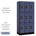 Salsbury 12" Wide Triple Tier Designer Wood Locker - 3 Wide - 6 Feet High - 18 Inches Deep - Blue - Silver Resettable Combination Locks - Sweatfully