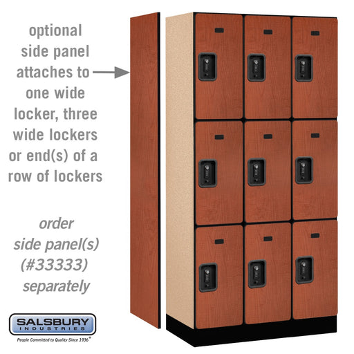 Salsbury 12" Wide Triple Tier Designer Wood Locker - 3 Wide - 6 Feet High - 18 Inches Deep - Cherry - Black Resettable Combination Locks - Sweatfully