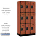 Salsbury 12" Wide Triple Tier Designer Wood Locker - 3 Wide - 6 Feet High - 18 Inches Deep - Cherry - Black Resettable Combination Locks - Sweatfully