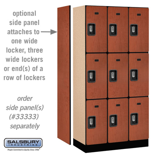 Salsbury 12" Wide Triple Tier Designer Wood Locker - 3 Wide - 6 Feet High - 18 Inches Deep - Cherry - Silver Resettable Combination Locks - Sweatfully