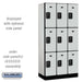 Salsbury 12" Wide Triple Tier Designer Wood Locker - 3 Wide - 6 Feet High - 18 Inches Deep - Gray - Black Resettable Combination Locks - Sweatfully