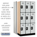 Salsbury 12" Wide Triple Tier Designer Wood Locker - 3 Wide - 6 Feet High - 18 Inches Deep - Gray - Silver Resettable Combination Locks - Sweatfully