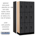 Salsbury 12" Wide Triple Tier Designer Wood Locker - 3 Wide - 6 Feet High - 18 Inches Deep - Black - Hasps - Sweatfully