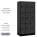 Salsbury 12" Wide Triple Tier Designer Wood Locker - 3 Wide - 6 Feet High - 18 Inches Deep - Black - Hasps - Sweatfully