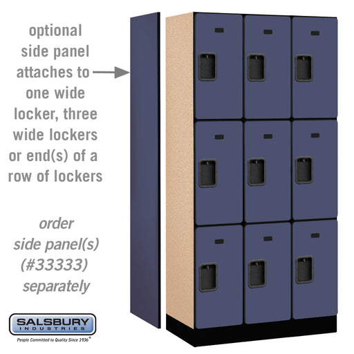Salsbury 12" Wide Triple Tier Designer Wood Locker - 3 Wide - 6 Feet High - 18 Inches Deep - Blue - Hasps - Sweatfully