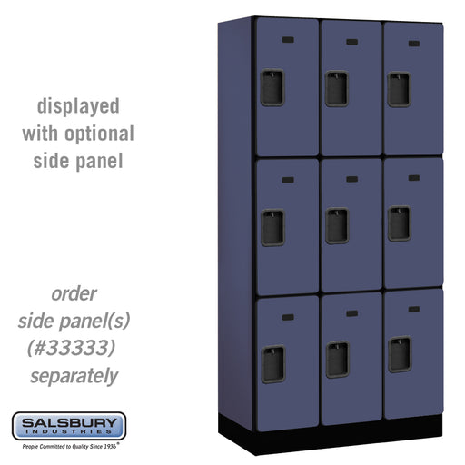Salsbury 12" Wide Triple Tier Designer Wood Locker - 3 Wide - 6 Feet High - 18 Inches Deep - Blue - Hasps - Sweatfully