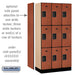 Salsbury 12" Wide Triple Tier Designer Wood Locker - 3 Wide - 6 Feet High - 18 Inches Deep - Cherry - Hasps - Sweatfully