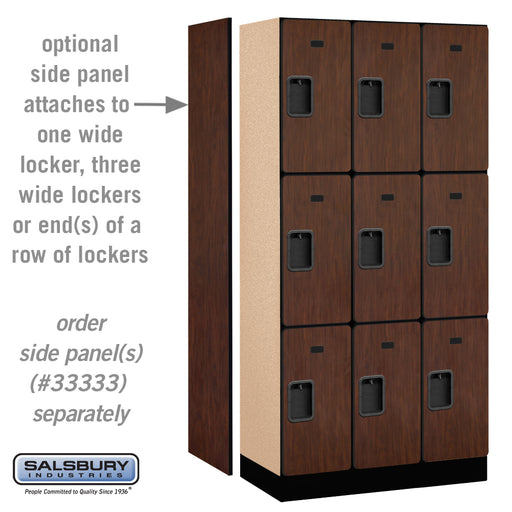 Salsbury 12" Wide Triple Tier Designer Wood Locker - 3 Wide - 6 Feet High - 18 Inches Deep - Mahogany - Hasps - Sweatfully