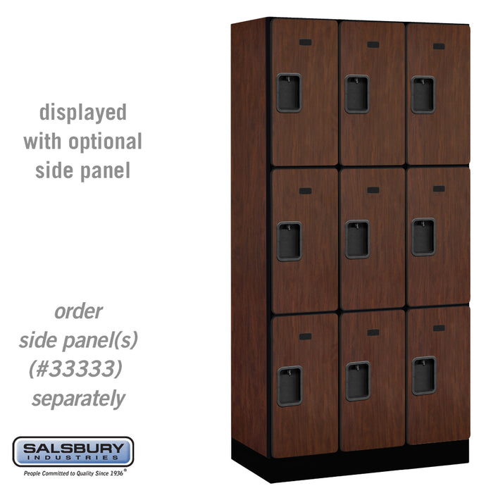 Salsbury 12" Wide Triple Tier Designer Wood Locker - 3 Wide - 6 Feet High - 18 Inches Deep - Mahogany - Hasps - Sweatfully