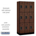 Salsbury 12" Wide Triple Tier Designer Wood Locker - 3 Wide - 6 Feet High - 18 Inches Deep - Mahogany - Hasps - Sweatfully