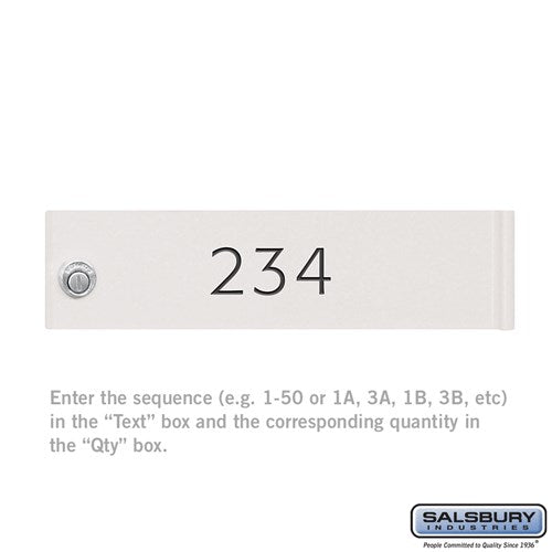 Custom Door Engraving - Black Filled - for White Cluster Box Unit and CBU Parcel Locker Door - Sweatfully