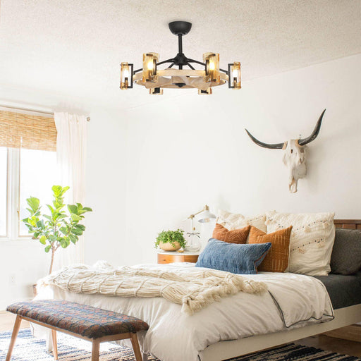 34" Bucholz Farmhouse DC Motor Downrod Mount Reversible Ceiling Fan with Lighting and Remote Control - Sweatfully