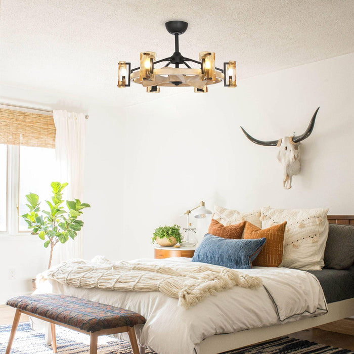 34" Bucholz Farmhouse DC Motor Downrod Mount Reversible Ceiling Fan with Lighting and Remote Control - Sweatfully