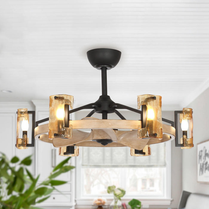 34" Bucholz Farmhouse DC Motor Downrod Mount Reversible Ceiling Fan with Lighting and Remote Control - Sweatfully