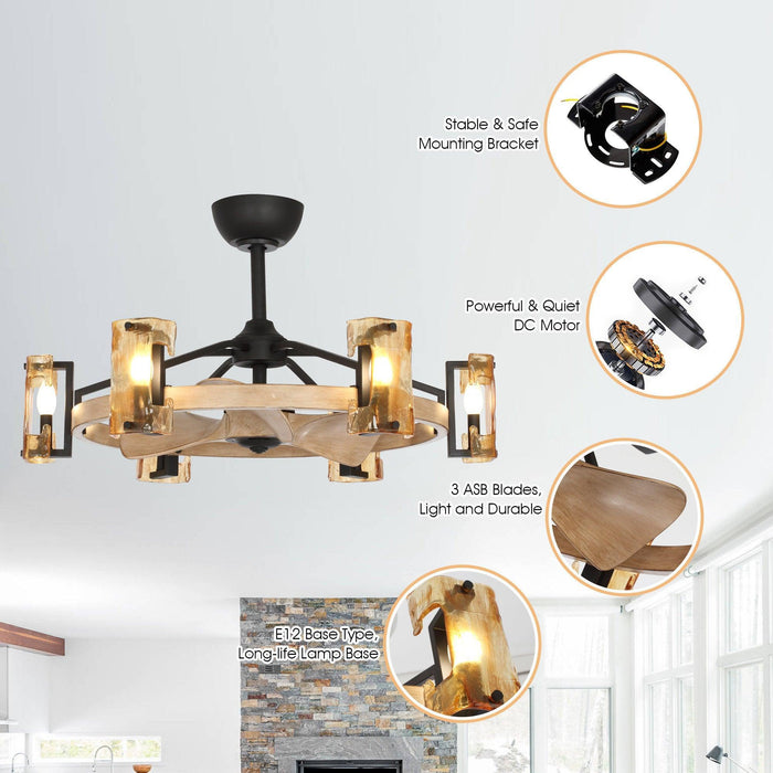 34" Bucholz Farmhouse DC Motor Downrod Mount Reversible Ceiling Fan with Lighting and Remote Control - Sweatfully