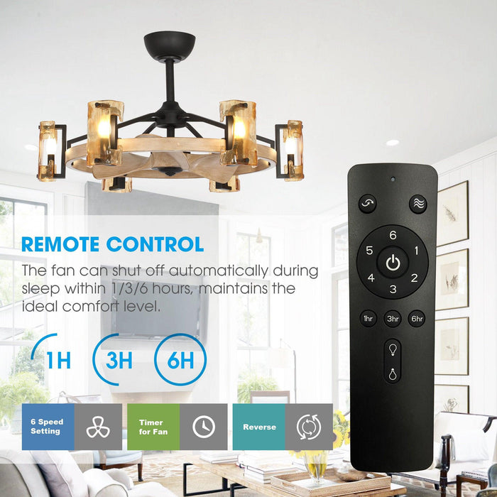 34" Bucholz Farmhouse DC Motor Downrod Mount Reversible Ceiling Fan with Lighting and Remote Control - Sweatfully