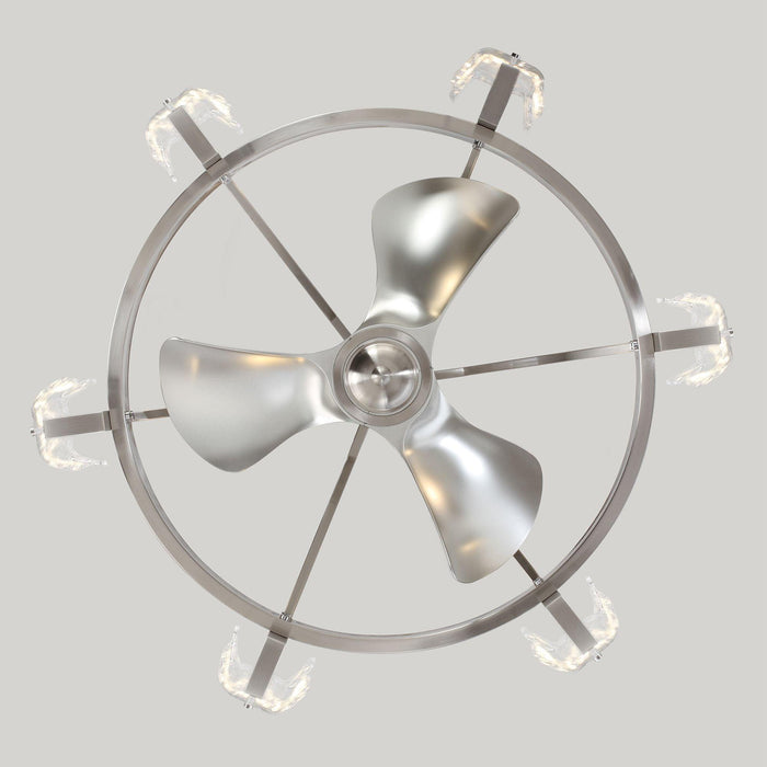 34" Bucholz Modern DC Motor Brushed Nickel Downrod Mount Reversible Ceiling Fan with LED Lighting and Remote Control - Sweatfully