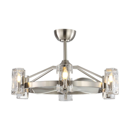 34" Bucholz Modern DC Motor Brushed Nickel Downrod Mount Reversible Ceiling Fan with LED Lighting and Remote Control - Sweatfully