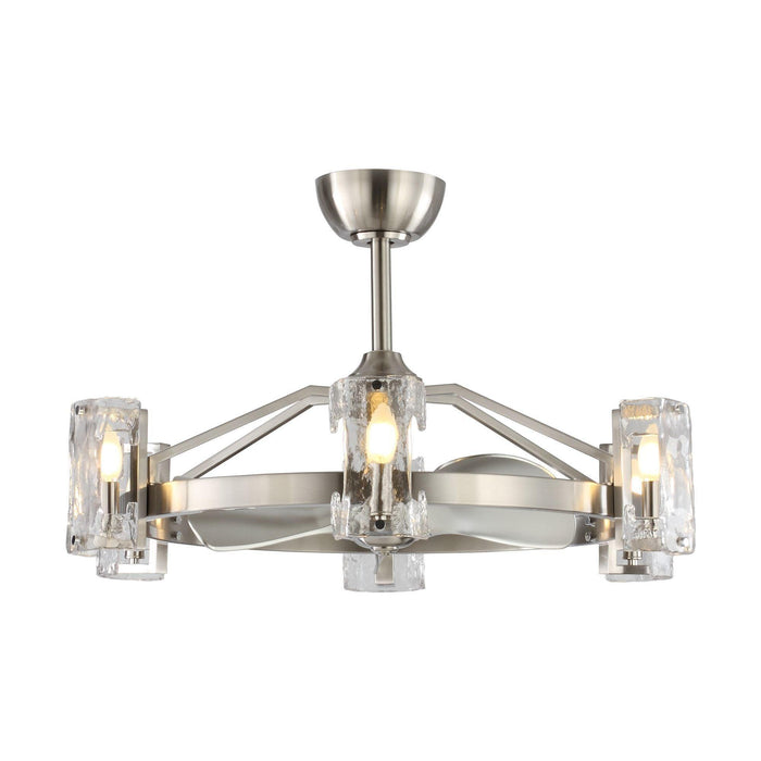34" Bucholz Modern DC Motor Brushed Nickel Downrod Mount Reversible Ceiling Fan with LED Lighting and Remote Control - Sweatfully