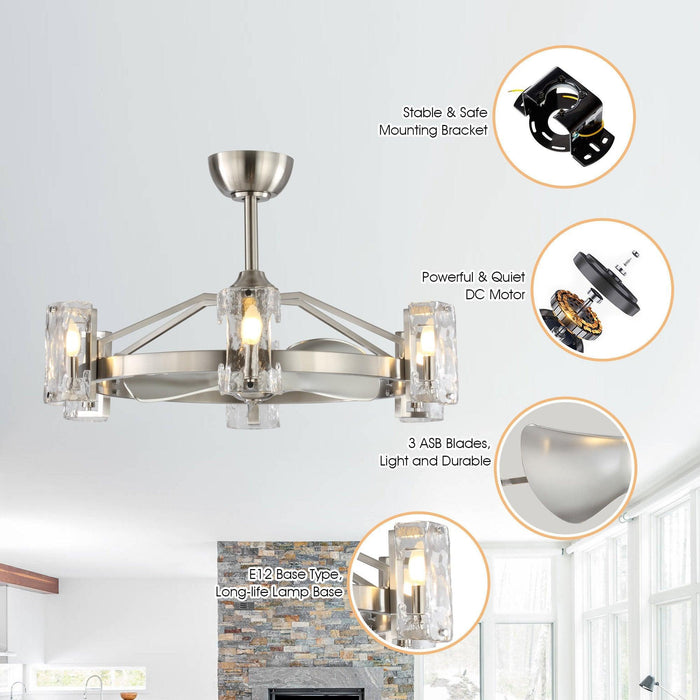 34" Bucholz Modern DC Motor Brushed Nickel Downrod Mount Reversible Ceiling Fan with LED Lighting and Remote Control - Sweatfully