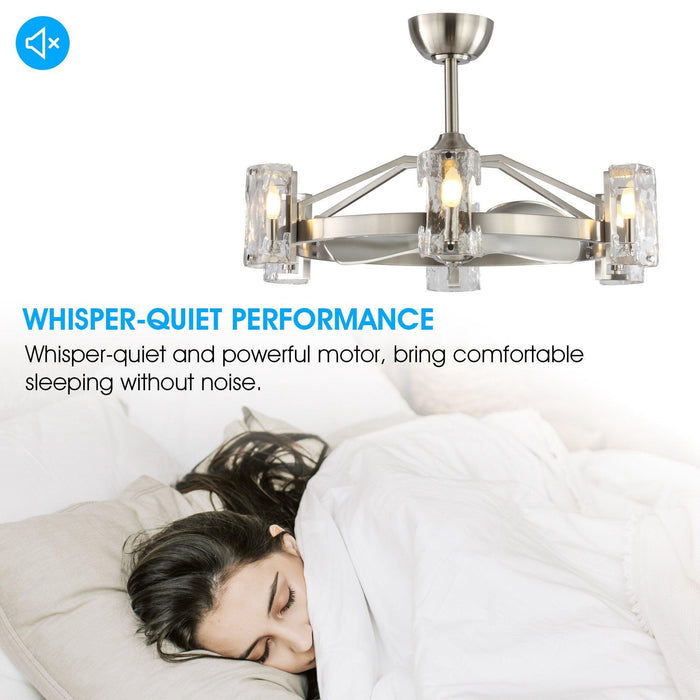 34" Bucholz Modern DC Motor Brushed Nickel Downrod Mount Reversible Ceiling Fan with LED Lighting and Remote Control - Sweatfully