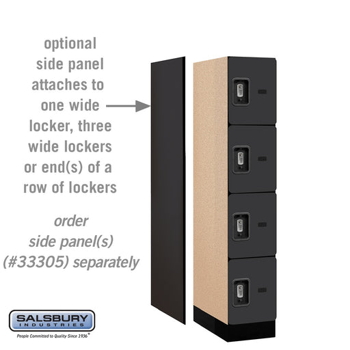 Salsbury 12" Wide Four Tier Designer Wood Locker - 1 Wide - 5 Feet High - 21 Inches Deep - Black - Silver Resettable Combination Locks - Sweatfully