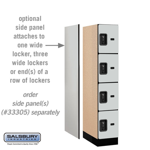 Salsbury 12" Wide Four Tier Designer Wood Locker - 1 Wide - 5 Feet High - 21 Inches Deep - Gray - Black Resettable Combination Locks - Sweatfully