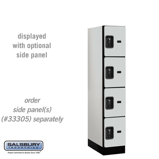 Salsbury 12" Wide Four Tier Designer Wood Locker - 1 Wide - 5 Feet High - 21 Inches Deep - Gray - Black Resettable Combination Locks - Sweatfully