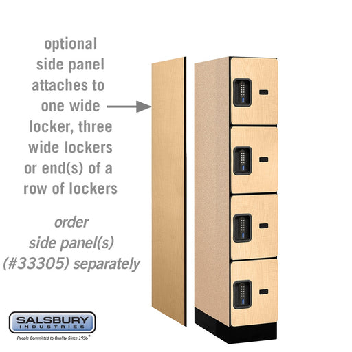 Salsbury 12" Wide Four Tier Designer Wood Locker - 1 Wide - 5 Feet High - 21 Inches Deep - Maple - Black Electronic Locks - Sweatfully