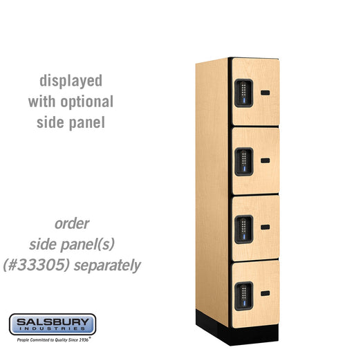 Salsbury 12" Wide Four Tier Designer Wood Locker - 1 Wide - 5 Feet High - 21 Inches Deep - Maple - Black Electronic Locks - Sweatfully