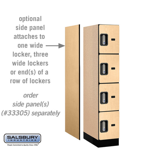 Salsbury 12" Wide Four Tier Designer Wood Locker - 1 Wide - 5 Feet High - 21 Inches Deep - Maple - Silver Electronic Locks - Sweatfully