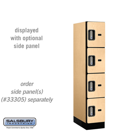 Salsbury 12" Wide Four Tier Designer Wood Locker - 1 Wide - 5 Feet High - 21 Inches Deep - Maple - Silver Electronic Locks - Sweatfully