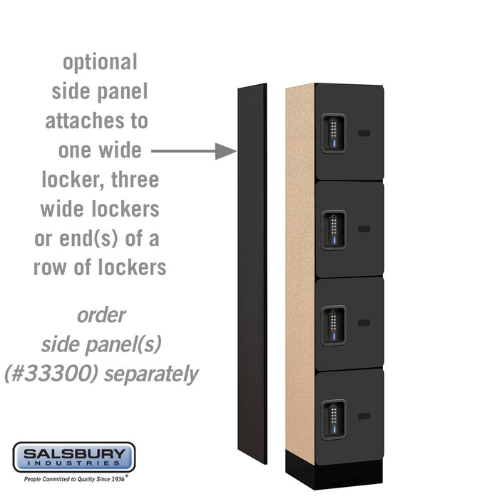 Salsbury 12" Wide Four Tier Designer Wood Locker - 1 Wide - 5 Feet High - 15 Inches Deep - Black - Black Electronic Locks - Sweatfully