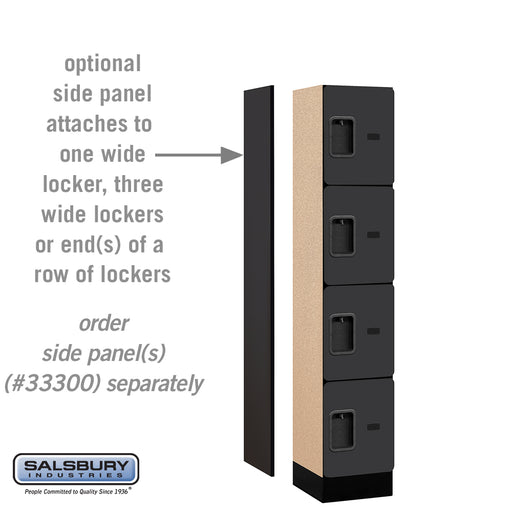 Salsbury 12" Wide Four Tier Designer Wood Locker - 1 Wide - 5 Feet High - 15 Inches Deep - Black - Hasps - Sweatfully