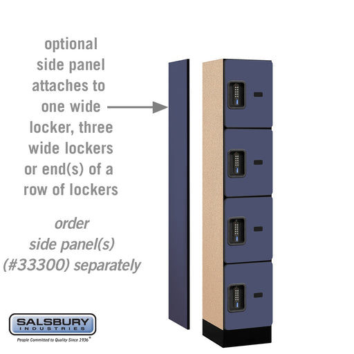 Salsbury 12" Wide Four Tier Designer Wood Locker - 1 Wide - 5 Feet High - 15 Inches Deep - Blue - Black Electronic Locks - Sweatfully