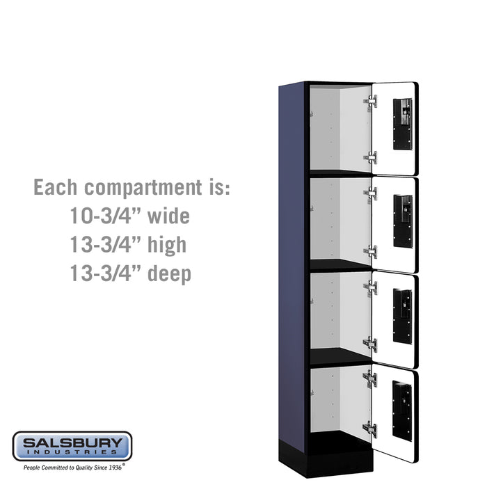 Salsbury 12" Wide Four Tier Designer Wood Locker - 1 Wide - 5 Feet High - 15 Inches Deep - Blue - Hasps - Sweatfully
