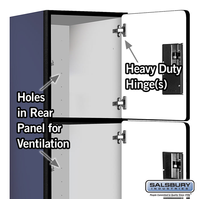 Salsbury 12" Wide Four Tier Designer Wood Locker - 1 Wide - 5 Feet High - 15 Inches Deep - Blue - Hasps - Sweatfully