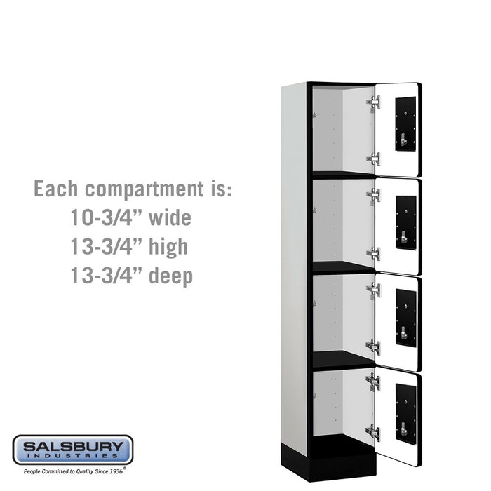 Salsbury 12" Wide Four Tier Designer Wood Locker - 1 Wide - 5 Feet High - 15 Inches Deep - Gray - Black Electronic Locks - Sweatfully